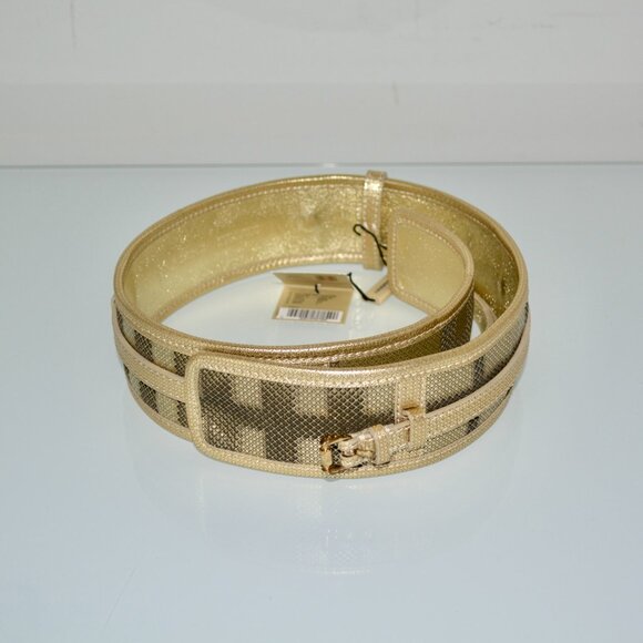 NWT BURBERRY METALLIC LIGHT GOLD WITH BURBERRY SIGNATURE CHECK - Picture 6 of 6